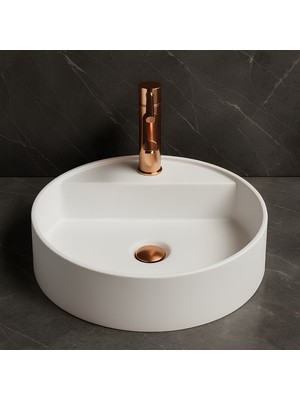 Newarc Zunih Tezgâh Üstü Batarya Delikli Beyaz Lavabo 45X45 cm 5017 (NEW.L049)