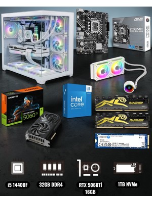 Symoon I5 14400F 32GB Ram 1tb Nvme Rtx 5060Tİ 16GB Ekran Kartlı Gameload Onxy Akvaryum Kasalı Gaming Pc