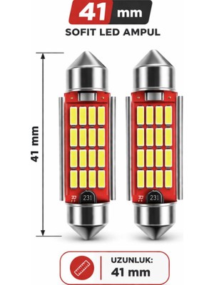 Duolight 41MM C5W Sofit LED Ampul - Beyaz Plaka ve Tavan Lambası - Canbus Arıza Lambası Yakmaz (2 Adet)