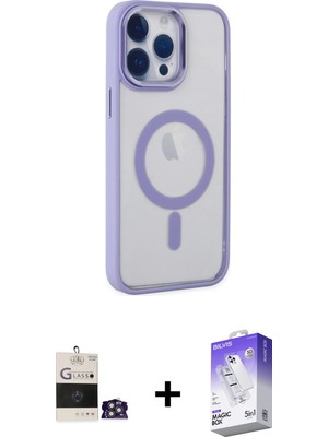 iPhone 14 Pro Max Yankı Işık Özel Seri - Siyah Bilvis 5in1 3D Magic Cam Ekran Koruyucu + Gümüş Bilvis Titan Kamera Lens