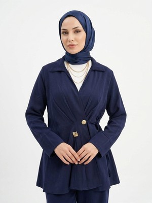Foremia Çift Düğmeli Bağcıklı Tunik-Lacivert -