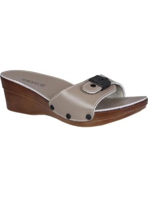 Ceyo 9927I Minelli Topuklu Vizon Ortopedik Kadın Terlik