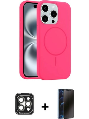 Cepte Toptan iPhone 15 Pro Max Yankı Form Serisi - Siyah 3D Antistatik Hayalet Cam Ekran Koruyucu + Gri Pvd Metal Kamera Lens