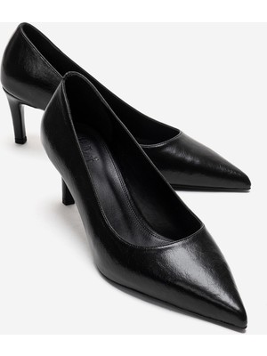 Luvi Velmıra Siyah Cilt Kadın Topuklu Ayakkabı