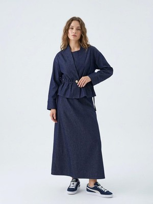 Foremia Ceket Detay Ikili Elbise-Lacivert -