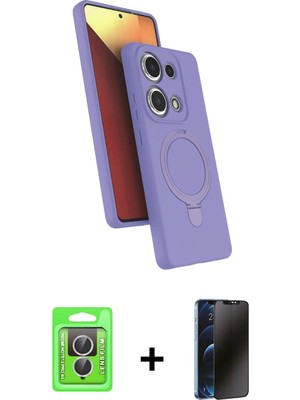 Redmi Note 13 Pro 4g Iz Işık Koleksiyonu - Siyah 3D Antistatik Hayalet Cam Ekran Koruyucu + Gümüş Raze Metal Kamera Lens