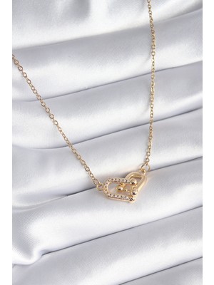 Aydogan's 316L Çelik Gold Renk Zirkon Taşlı Tiffany Model Kadın Kolye - TJ-BKO8252