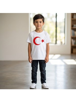 Buufuu Ay Yıldız Türk Bayraklı Tişört,ay Yıldız Baskılı Kısa Kollu Tişört