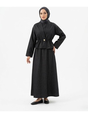 Foremia Ceket Detay Ikili Elbise-Siyah -