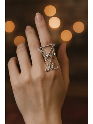 Herşey Nota Lucifer Simgeli Unisex Ayarlanabilir Metal Yüzük