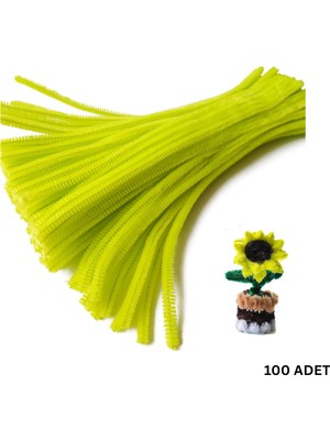 Roco Paper Co. Şönil Tel Seti, El Işi, Dıy, Hobi ve Çiçek Yapım Telleri, Neon Sarı, 100 Adet, 6 mm - 30 cm