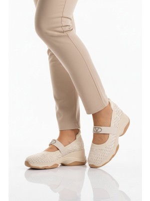 Guja Bej Anorak Bantlı Taş Işlemeli Kadın Casual Ayakkabı 26Y305 G