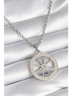 Aydogan's 316L Çelik Gümüş Renk Zirkon Taşlı Rüya Kapanı Model Işeme Detay Kadın Kolye - TJ-BKO8267