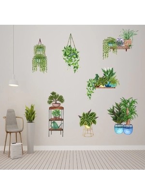 Saksılı Çiçek Tasarımlı Yapışkanlı Sticker MC-480D