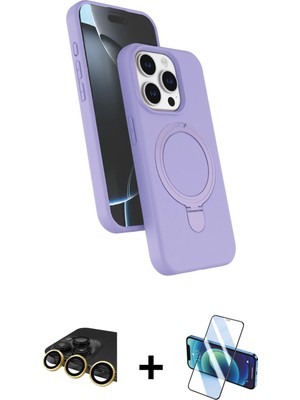 Cepte Toptan iPhone 14 Pro Max Iz Işık Koleksiyonu - Siyah 3D Antistatik Cam Ekran Koruyucu + Gold Raze Metal Kamera Lens