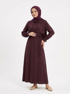 Foremia Aller Detay Patlı Elbise-Bordo -