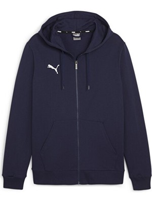 Puma Teamgoal Casuals Kapüşonlu Erkek Futbol Ceketi Lacivert Düz Desenli Sezonluk 3XL