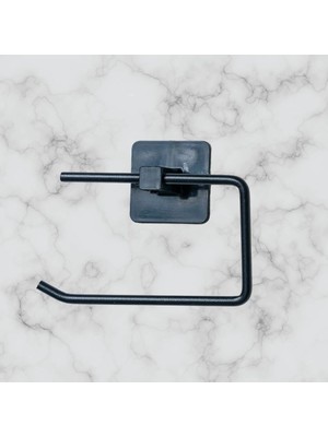 Kendiliğinden Yapışkanlı Siyah Paslanmaz Metal Kapaksız Tuvalet Kağıtlığı Aparatı