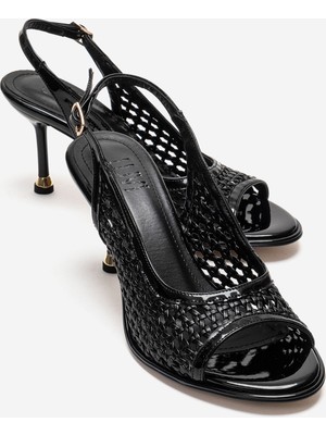 Luvi Bonıto Siyah Örgü Kadın Ince Topuklu Ayakkabı