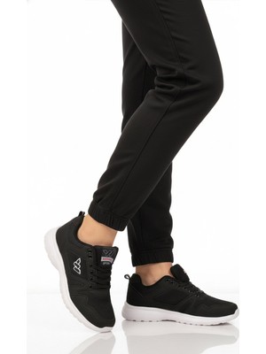 Walkway Siyah Beyaz Fileli Hafif Bağcıklı Esnek Unisex Spor Ayakkabı 020 G