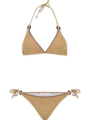 Aquella Süet Dokulu Üçgen Bikini Takımı Camel 210-1373