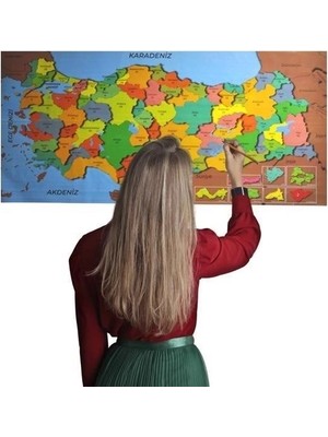 Renkli Türkiye Haritası Manyetik Yapıştırıcı Gerektirmeyen Duvar Stickerı 118 cm * 56 cm