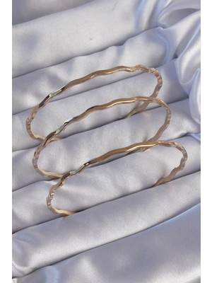 Aydogan's 316L Çelik Gold Renk Dalgalı Model Bilezik Seti - TJ-BB6177