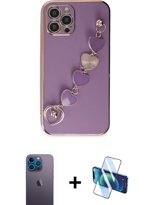 Cepte Toptan iPhone 12 Pro Nova Işık Prime - Siyah 3D Antistatik Seramik Nano Ekran Koruyucu + Mavi Neon Fosforlu Kamera Lens