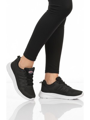 Walkway Siyah Beyaz Fileli Hafif Bağcıklı Unisex Spor Ayakkabı 2029 G