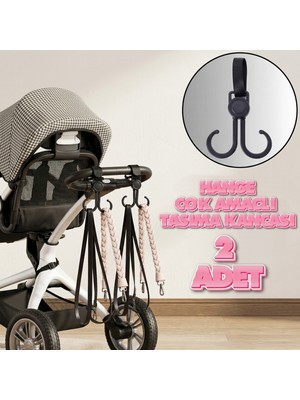 ALMITAL Hange 2 Adet Puset ve Bebek Arabası Için Dönebilen Çok Amaçlı 2'li Askı Kanca Seti