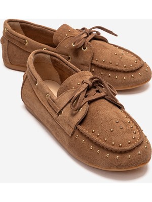 Luvi Cuesta Toprak Süet Hakiki Deri Troklu Bağcıklı Kadın Loafer Ayakkabı