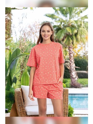 Aydoğan Kadın Mary Şortlu Cotton Mercan Pijama Takımı 0122