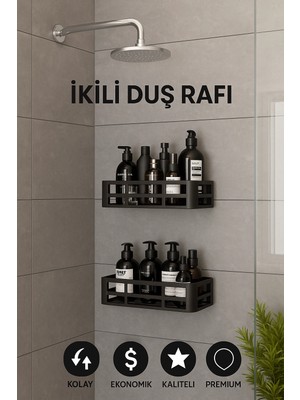 Ikili Yapışkanlı Raf Duş Rafı Banyo Rafı Mutfak Rafı Organizer Düzenleyici Saklayıcı Sabunluk Şampuanlık