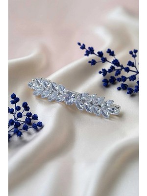 RALBAX Galanthus Saç Aksesuarı – Işıltılı Kristal Taşlı, Gümüş Renk Zarif Tasarımlı Kadın Saç Tokası