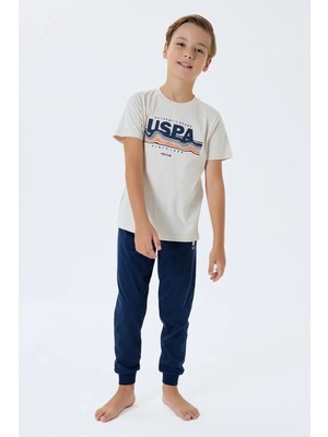 U.S. Polo Assn. U.s. Polo Assn Erkek Çocuk  Kısa Kollu Pijama Takım Beyaz