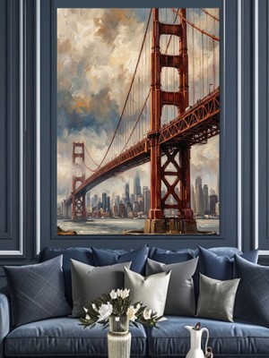 Karizma Tablo San Francisco Golden Gate Köprüsü Dekoratif Kanvas - Mdf Ahşap Tablo