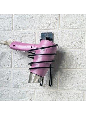 Kendiliğinden Yapışkanlı Siyah Paslanmaz Metal Fön Makinesi Askısı Saç Kurutma Makinesi Tutacağı