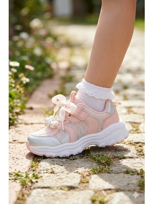 Vicco Kız Çocuk Şık Spor Ayakkabı Yazlık Cırt Cırtlı Ortopedik Fiyonk Bağcıklı