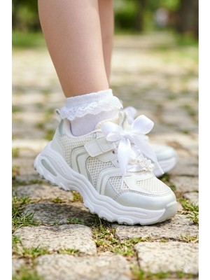 Vicco Kız Çocuk Şık Spor Ayakkabı Yazlık Cırt Cırtlı Ortopedik Fiyonk Bağcıklı