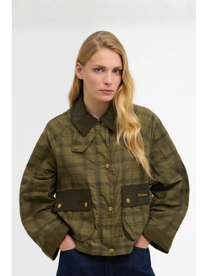 Barbour Tartan Cropped Beadnell Casual Ceket OL32 Dusky Green Tartan/highland