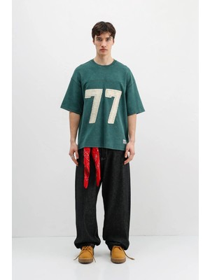 Vamos Numara Baskılı Oversize Tişört Nefti