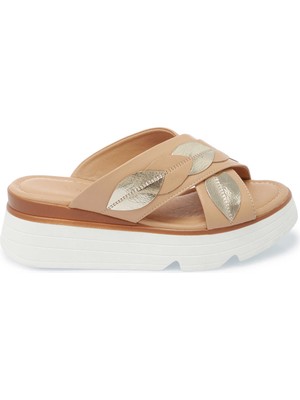 Tergan Bej Hakiki Deri Kadın Terlik - K25Y1TR67880-A25