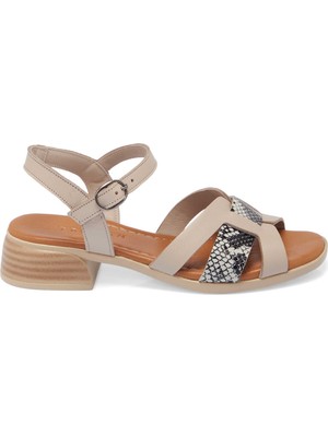 Tergan Bej Hakiki Deri Kadın Sandalet - K25Y1SN67932-Q5Q