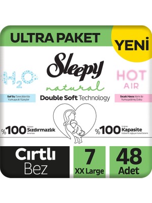 Sleepy Natural Double Soft Ultra Paket Bebek Bezi 7 Numara Xxlarge 48 Adet