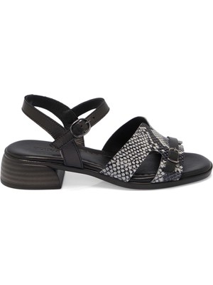Tergan Siyah Hakiki Deri Kadın Sandalet - K25Y1SN67931-A23