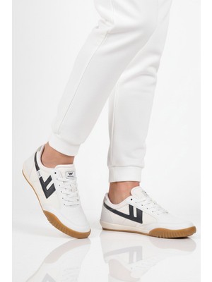 Walkway Beyaz Lacivert Bağcıklı Hafif Esnek Erkek Spor Ayakkabı Antares M