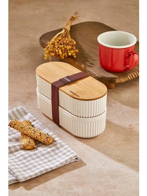 1000ML Ahşap Kapaklı Lunch Box 2'li Set Diyet Beslenme Kutusu Bambu Saklama Kabı