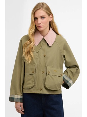 Barbour Cropped Beadnell Casual Ceket OL31 Bleached Olive/ancient/gardenia