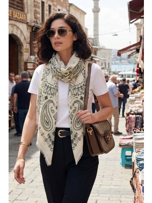 Lela Pamuklu 110 x 110 cm Desenli Şal Bayan Şal 6941400