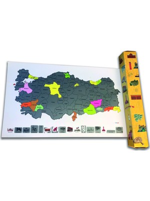 Mapofx Kazınabilir Türkiye Haritası 50 x 30 cm Renkli Tasarım Kutulu Seyahat Haritası